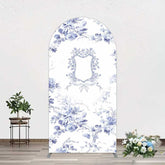 Lofaris Blue Floral Bow Frame Bridal Shower Arch Backdrop